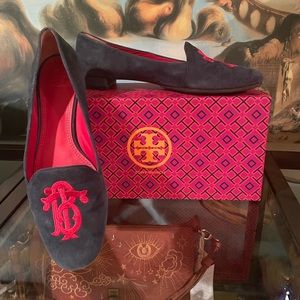 •Tory Burch•Antonia Loafer•Navy/Red•Sz 7.5